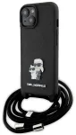 Karl Lagerfeld KLHCP15SSAKCPSK iPhone 15 | 14 | 13 6.1" hardcase czarny|black Crossbody Saffiano Metal Pin Karl & Choupette