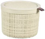 &Uuml;mmargune kaanega korv Jute 2L &Oslash;17x13cm, kreemikas v&auml;rv