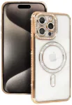 Bling telefoni &uuml;mbris MagSafe toega iPhone 16 Pro kuldne
