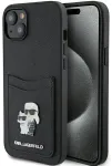 Karl Lagerfeld KLHCP15SSAPKCNPK iPhone 15 | 14 | 13 6.1" czarny|black hardcase Saffiano Cardslot Karl&Choupette Metal Pin
