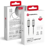 Forcell F-Energy C238 andmeedastus- ja laadimiskaabel | USB-C kuni Lightning | PD | 27W | 1m | h&otilde;bedane