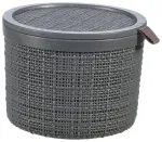 &Uuml;mmargune kaanega korv Jute 2L &Oslash;17x13cm, tumehall