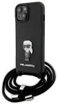 Karl Lagerfeld KLHCP15SSASKNPSK iPhone 15 | 14 | 13 6.1" hardcase czarny|black Crossbody Saffiano Monogram Metal Pin Karl & Choupette