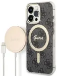 Set Guess GUBPP13LH4EACSK Case+ Charger iPhone 13 Pro black|black hard case 4G Print MagSafe