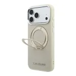 Karl Lagerfeld PU Saffiano Ring Stand telefoni &uuml;mbris alusega ja MagSafe toega iPhone 18 Pro beež