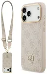 Case Guess 4G Strass Logo & Big Strap Metal Buttons MagSafe for iPhone 17 Pro Max pink