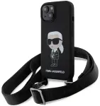 Karl Lagerfeld KLHCP15SSCBSKNK iPhone 15 | 14 | 13 6.1" hardcase czarny|black Crossbody Silicone Ikonik