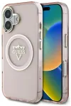 Etui Guess IML Metal Mountain Logo        MagSafe do iPhone 16 r&oacute;żowy