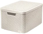 Kaanega karp Style L 43,6x32,6x23cm kreemjas v&auml;rv