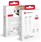 Forcell F-Energy C338 andmeedastus- ja laadimiskaabel | USB-C kuni USB-C | QC 4.0, PD | 60W | 0.25m | valge