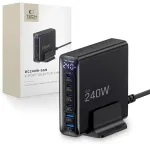 Tech-Protect DC240W-GaN reisilaadija | 240W | PD, QC, GaN | USB-C, USB-A | must