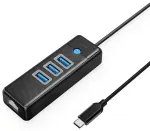 Orico PW3UR25-C3 USB jaotur 4-portiline 3x USB-A 3.0 1x RJ45 2.5G Ethernet 0.15m - Must