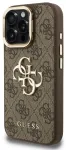 Guess PU 4G Metal Logo statiiviga ja kaameraraamiga &uuml;mbris telefonile iPhone 15 Pro, pruun