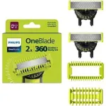 Authentic OneBlade 360 Replacement Blades for Face/Body Kit, for OneBlade Electric Shaver and Trimmer, Model QP624/50