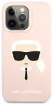 Karl Lagerfeld KLHCP13LSLKHP Liquid Silicone Karl Head telefoni &uuml;mbris iPhone 13 Pro roosa