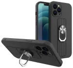 Ring Case silicone case with a finger grip and base for Samsung Galaxy S22 Ultra black