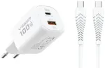 Veger TR150 reisilaadija | 100W | PD, PPS | USB-A, USB-C | USB-C kuni USB-C kaabliga komplektis | valge