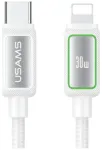 USAMS SJ816 U110 andmeedastus- ja laadimiskaabel | USB-C kuni Lightning | 30W | 1.2m | valge