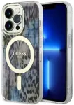 Guess GUHMP14LHLEOPWB iPhone 14 Pro 6.1" niebieski|blue hardcase Leopard MagSafe