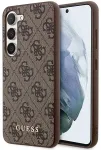 Guess GUHCS23SG4GFBR S23 S911 brown|brown hard case 4G Metal Gold Logo