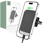Tech-Protect CW19 magnetiline auto telefonihoidik ventilatsiooniavale 15W juhtmevaba laadimisega MagSafe &uuml;hilduv must