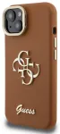 Guess PU Grained 4G Logo Stand Camera Frame telefoni&uuml;mbris mudelile iPhone 14, pruun