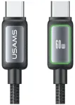 USAMS SJ815 U110 andmeedastus- ja laadimiskaabel | USB-C kuni Lightning | 60W | 1.2m | must