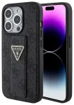 Guess PU Grip Stand 4G Strass Triangle Metal Logo &uuml;mbris iPhone 15 Pro Max telefonile, must