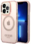 Guess GUHMP14LHTCMP iPhone 14 Pro 6,1" r&oacute;żowy|pink hard case Gold Outline Translucent MagSafe