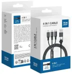 Blue Star Cafule C172 4-in-1 andmeedastus- ja laadimiskaabel | USB-A, USB-C kuni Micro USB, USB-C, Lightning | 12W | 1.2m | must