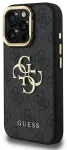 Guess PU 4G Metal Logo statiiviga ja kaameraraamiga &uuml;mbris telefonile iPhone 15 Pro Max, must