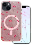 Cherry Mag Glitter telefoni &uuml;mbris MagSafe toega iPhone 13 | iPhone 14 punane