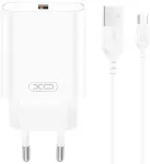 XO CE33 reisilaadija | 18W | QC | USB-A | USB-A kuni USB-C kaabliga komplektis | valge