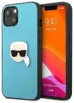 Karl Lagerfeld KLHCP13SPKMB Leather Ikonik Karl's Head Metal telefoni &uuml;mbris iPhone 13 Mini sinine