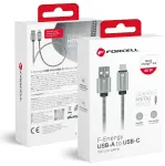 Forcell F-Energy C234 andmeedastus- ja laadimiskaabel | USB-A kuni USB-C | QC 3.0 | 66W | 1m | h&otilde;bedane