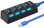 RETOO E215 USB-jaotur | USB-A kuni 4x USB 3.0 | must