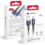Forcell F-Energy C351 andmeedastus- ja laadimiskaabel | USB-A kuni Micro USB | QC 3.0 | 18W | 1m | must