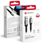 Forcell F-Energy C256 andmeedastus- ja laadimiskaabel | USB-A kuni USB-C | QC 4.0 | 66W | 2m | must
