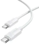 Borofone BX123 Leya andmeedastus- ja laadimiskaabel | USB-C kuni USB-C | PD | 60W | 1m | valge