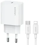 USAMS Yi Series OYXLTZ02 seinalaadija | 30W | PD | USB-C, Lightning | komplektis USB-C &ndash; Lightning kaabel | valge