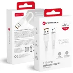 Forcell F-Energy C342 andmeedastus- ja laadimiskaabel | USB-A kuni USB-C | QC 4.0 | 66W | 1m | valge