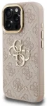 Guess PU 4G Metal Logo statiiviga ja kaameraraamiga &uuml;mbris telefonile iPhone 15 Pro Max, roosa
