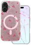 Cherry Mag Glitter telefoni &uuml;mbris MagSafe toega iPhone 16 punane