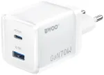 BWOO CDA224 reisilaadija | 70W | PD, QC, GaN | USB-A, USB-C | valge