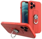 Ring Case silicone case with a finger grip and base for Samsung Galaxy A73 red