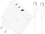 Borofone BN11 Imperial reisilaadija | 100W | PD, QC, PPS | USB-A, USB-C | USB-C kuni USB-C kaabliga komplektis | valge
