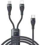 YESIDO CA87 2-in-1 andmeedastus- ja laadimiskaabel | USB-C kuni USB-C, Lightning | 100W | 1.4m | must