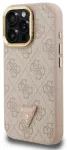 Guess PU 4G Strass Triangle Logo MagSafe &uuml;mbris statiiviga ja kaameraraamiga telefonile iPhone 15 Pro Max, roosa