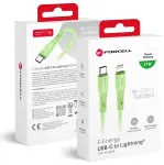 Forcell F-Energy C346 andmeedastus- ja laadimiskaabel | USB-C kuni Lightning | PD | 27W | 1m | roheline