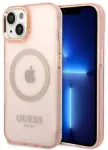 Guess GUHMP14MHTCMP iPhone 14 Plus | 15 Plus 6.7" r&oacute;żowy|pink hard case Gold Outline Translucent MagSafe